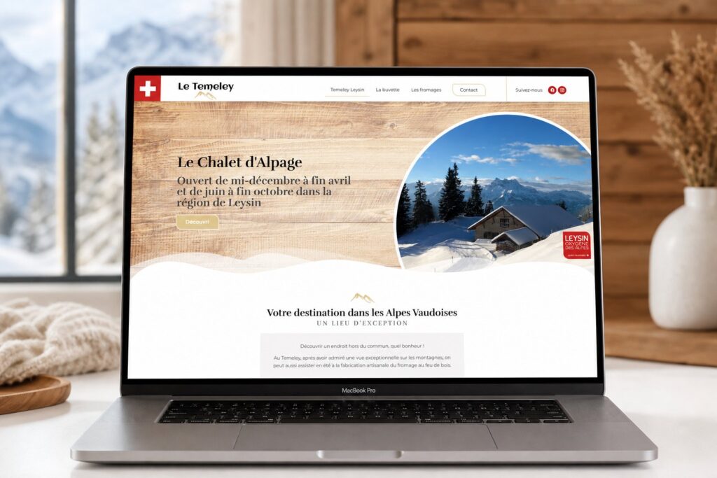 Site internet de Le Témeley réalisé par Osmose Marketing, présenté sur un ordinateur portable