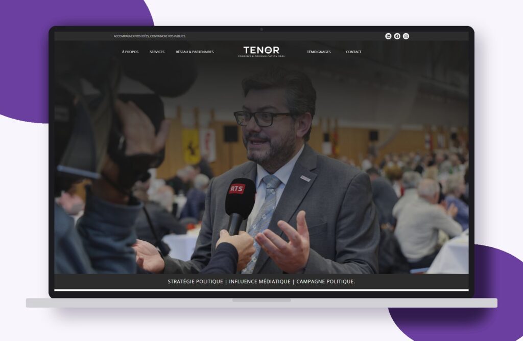 Site internet de Agence Tenor réalisé par Osmose Marketing, présenté sur un ordinateur portable