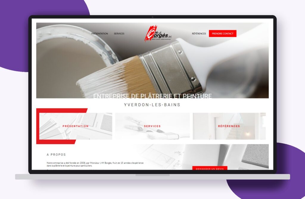 Site internet de Borges Peinture réalisé par Osmose Marketing, présenté sur un ordinateur portable