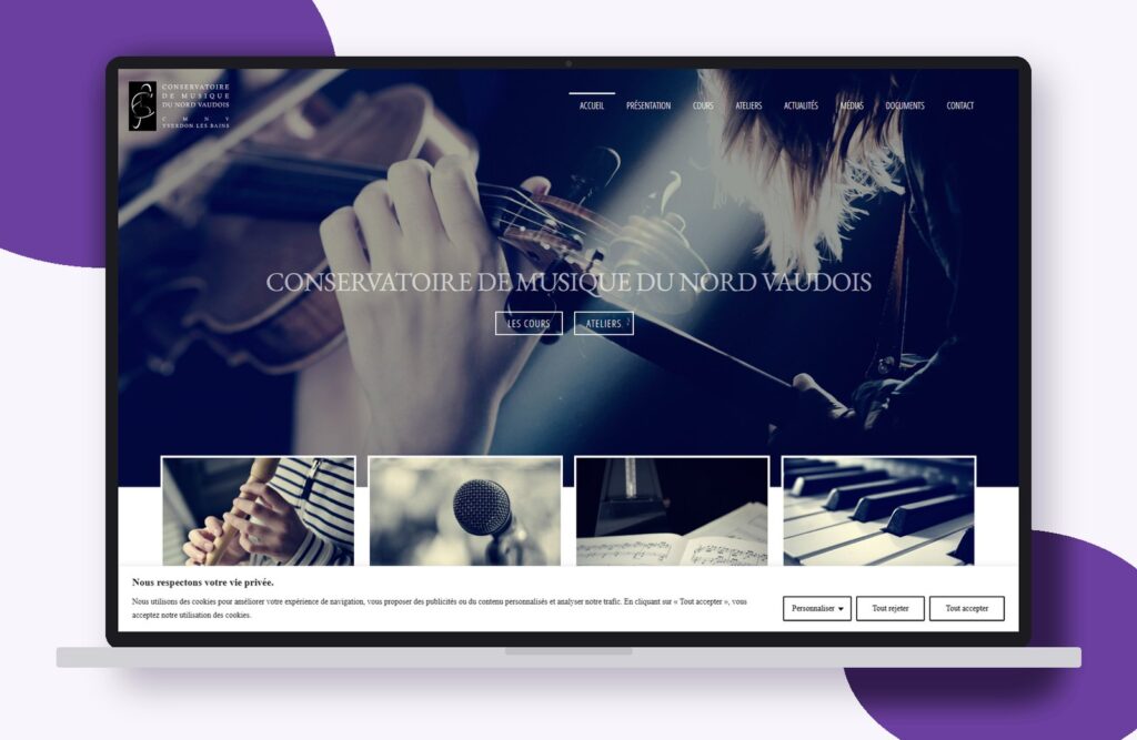 Site internet de CMNV réalisé par Osmose Marketing, présenté sur un ordinateur portable