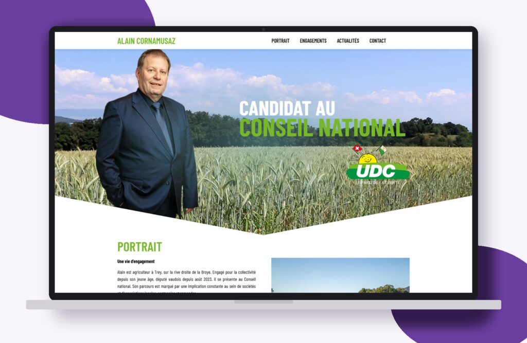 Site internet de Cornamusaz réalisé par Osmose Marketing, présenté sur un ordinateur portable