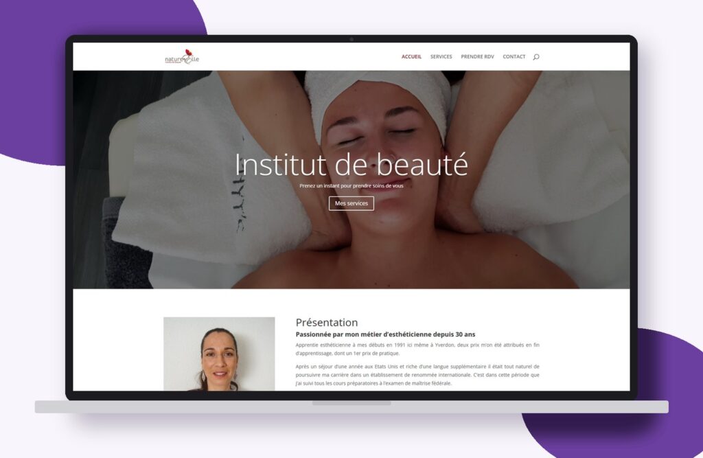 Site internet de Nature-Elle réalisé par Osmose Marketing, présenté sur un ordinateur portable