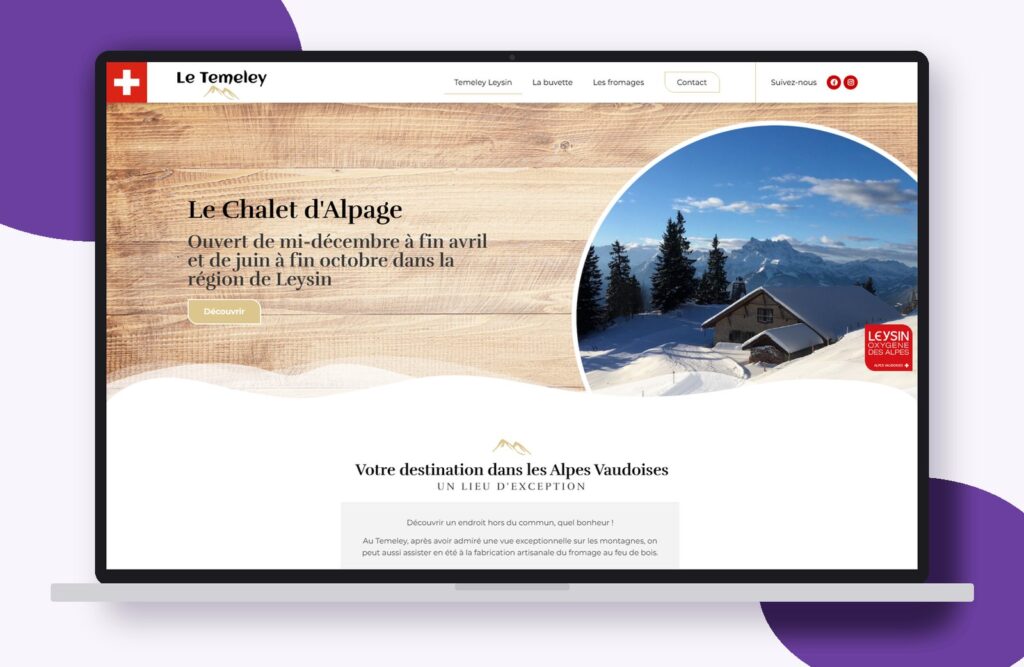 Site internet de Le Témeley réalisé par Osmose Marketing, présenté sur un ordinateur portable